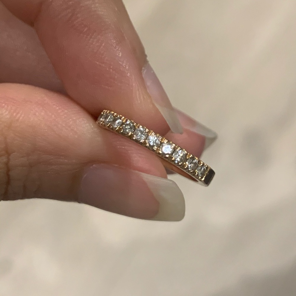 Solid 14k gold half eternity midi ring